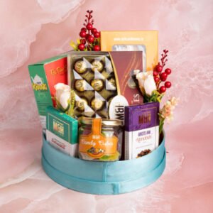 Chocolate & Cookies Blue Hamper with Rakhi & Roli Chawal